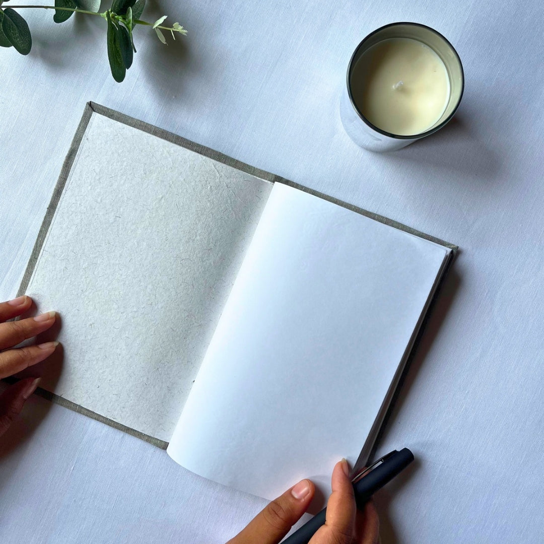 Grey Floral Handcrafted Journal